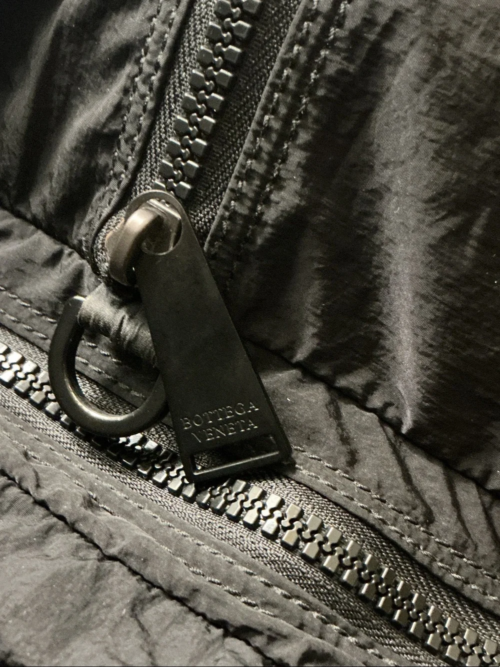 Bottega Veneta Intrecciato Paper Nylon Packable Duffle Black Woven Leather